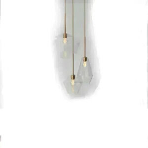 West Elm 3 Pendent Light Hanging Sculptural Chandelier New In Open Box Gold Cord